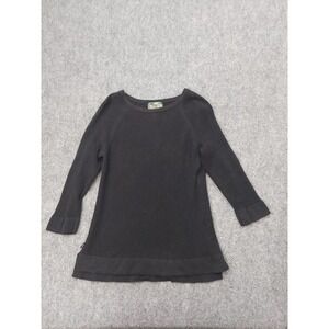 LRL Active Ralph Lauren Pullover Tunic Large Black Semi Sheer Perforated Sweater